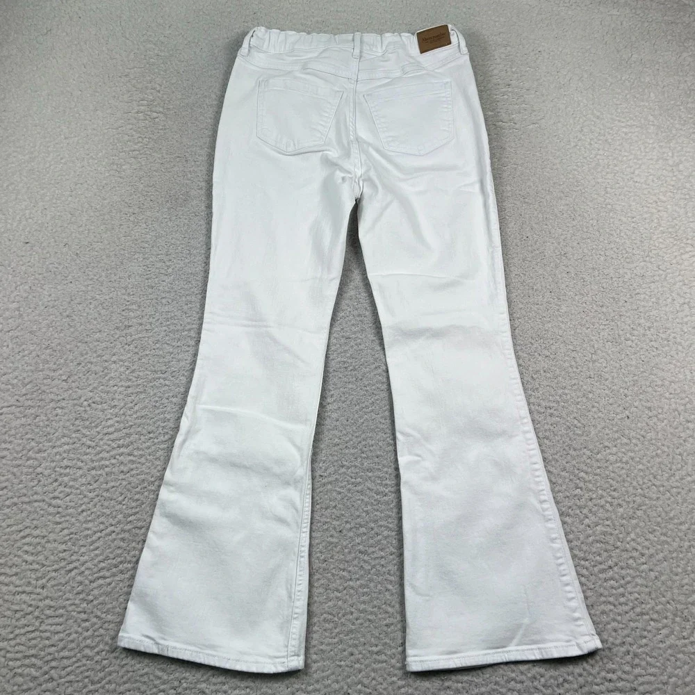 Abercrombie Kids Jeans Girls 17/18 Short High‎ Rise Flare Stretch Denim White